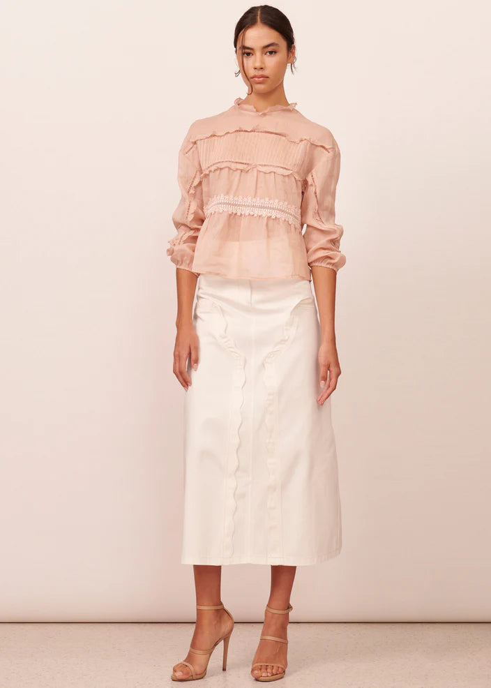 Elysian Collective Apartment Clothing Thea Denim Skirt Ivory