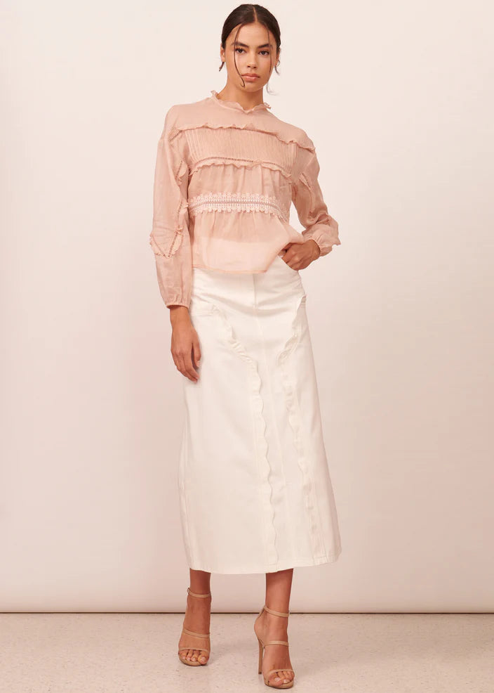 Elysian Collective Apartment Clothing Thea Denim Skirt Ivory