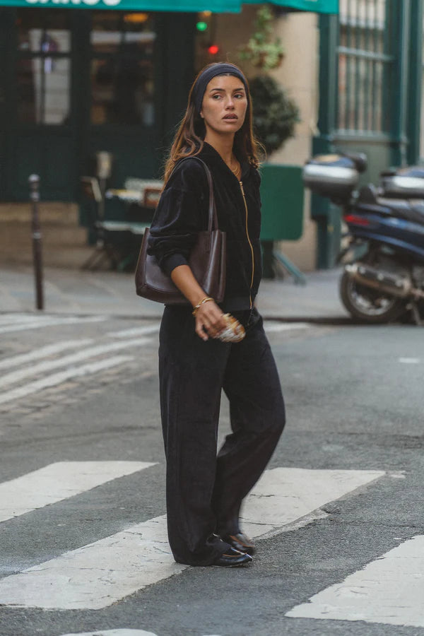 Elysian Collective Araminta James AJ Velour Trackpant Washed Black