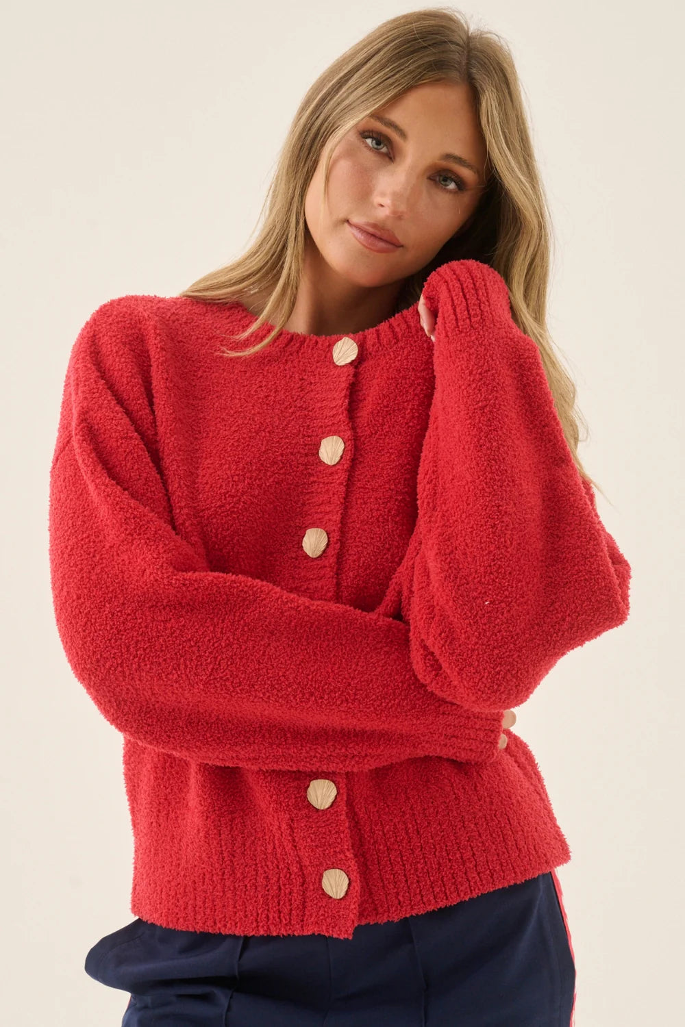Elysian Collective Araminta James Aimes Shell Cardigan Deep Coral