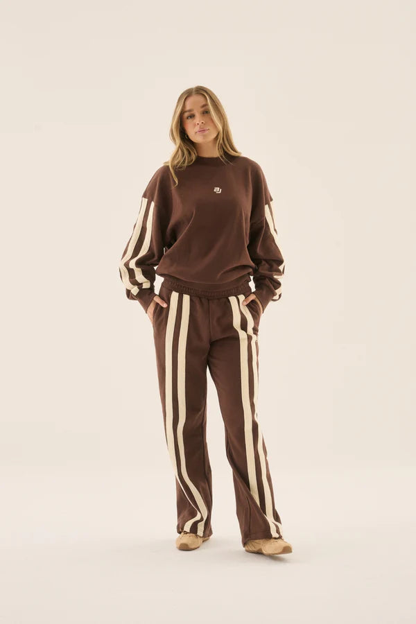 Elysian Collective Araminta James AJ Logo Stripe Trackpant Chicory Coffee