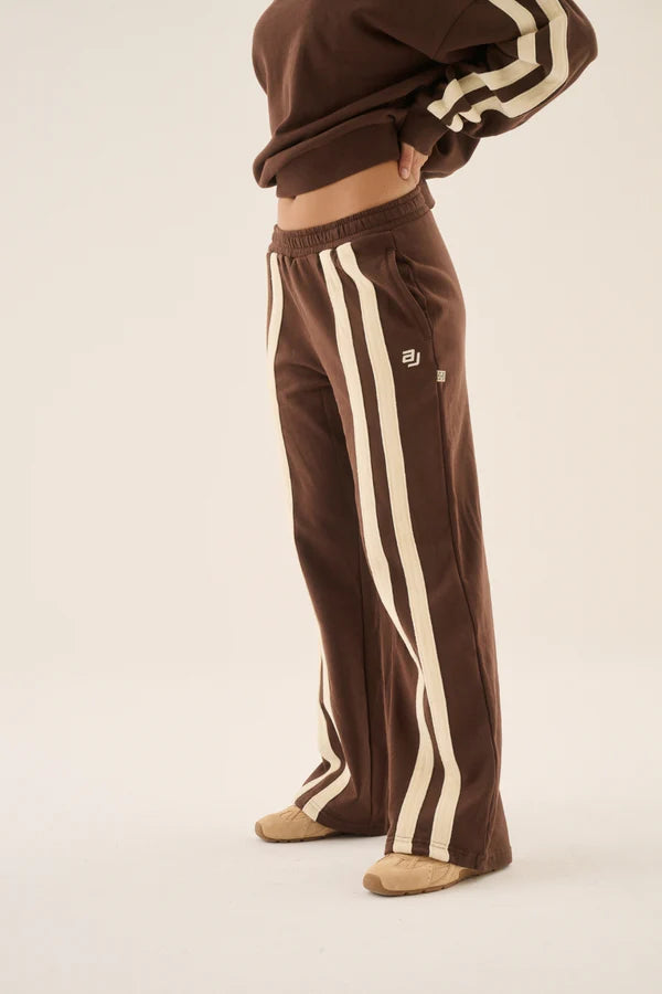 Elysian Collective Araminta James AJ Logo Stripe Trackpant Chicory Coffee