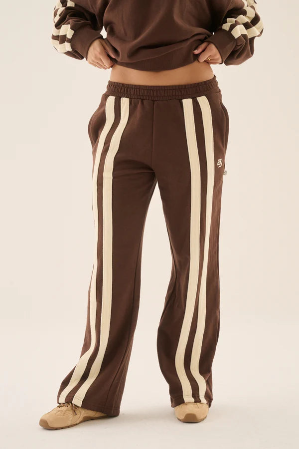 Elysian Collective Araminta James AJ Logo Stripe Trackpant Chicory Coffee