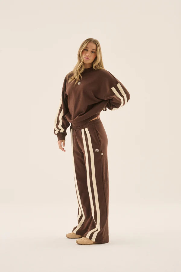 Elysian Collective Araminta James AJ Logo Stripe Trackpant Chicory Coffee