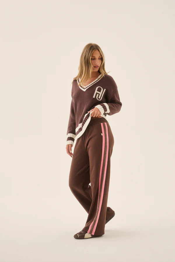 Elysian Collective Araminta James Aj V Neck Sweater Chicory Coffee