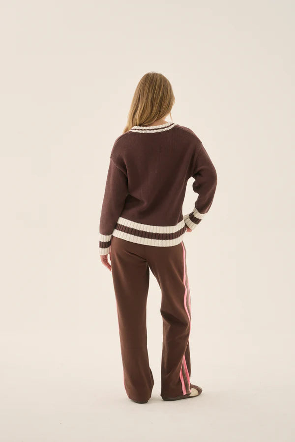 Elysian Collective Araminta James Aj V Neck Sweater Chicory Coffee