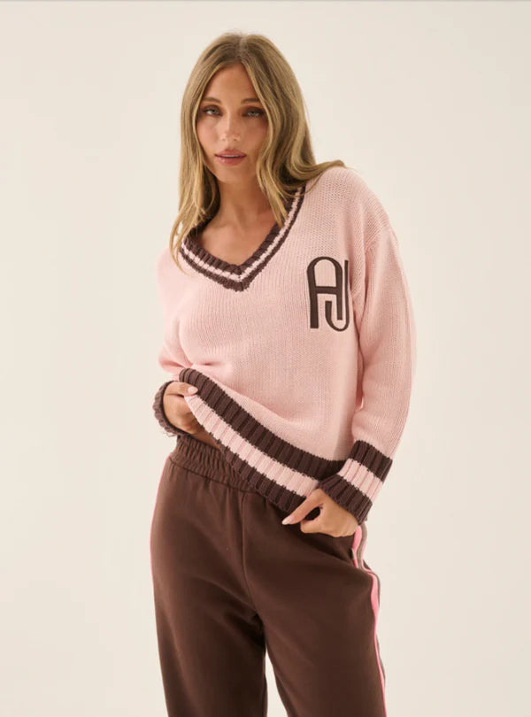 Elysian Collective Araminta James AJ V Neck Sweater Dusty Rose