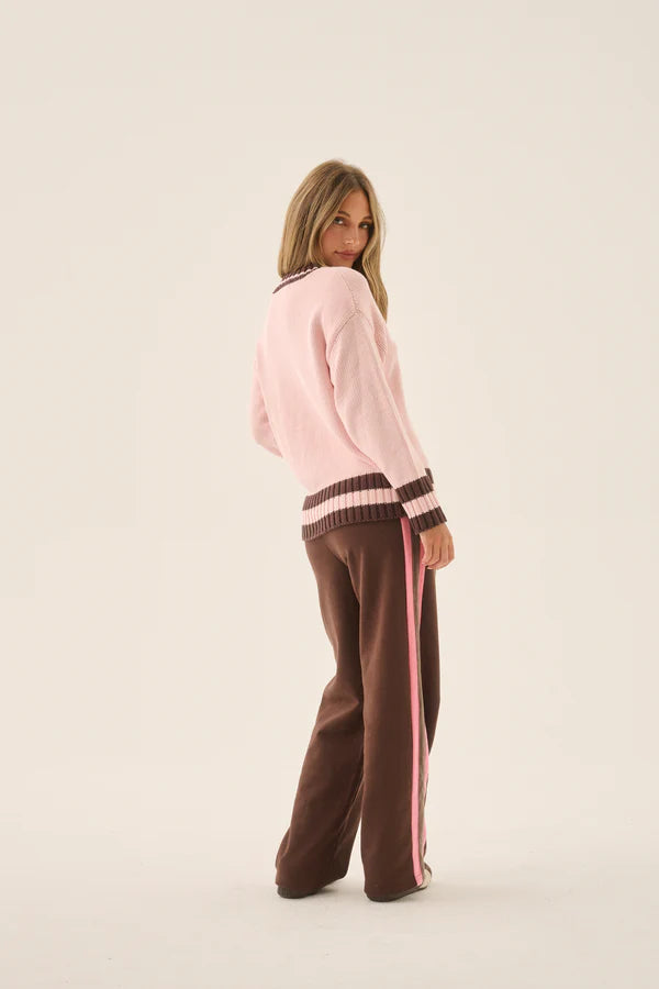 Elysian Collective Araminta James AJ V Neck Sweater Dusty Rose