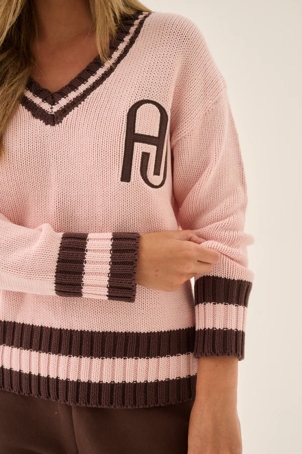 Elysian Collective Araminta James AJ V Neck Sweater Dusty Rose
