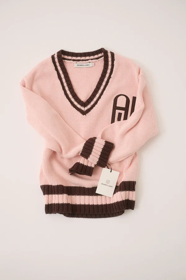 Elysian Collective Araminta James AJ V Neck Sweater Dusty Rose