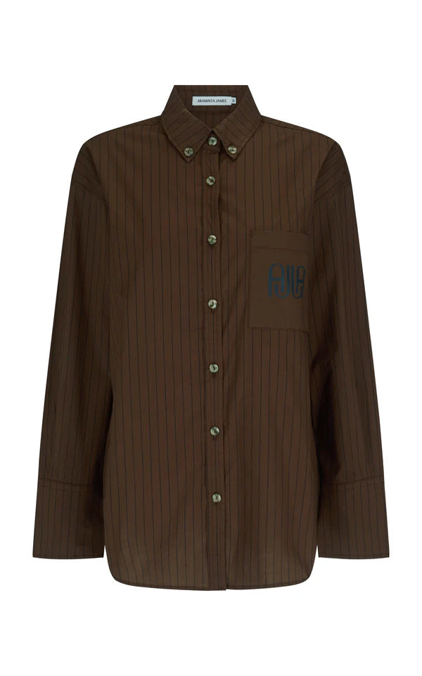 Elysian Collective Araminta James Ajja Stripe Shirt Mocha