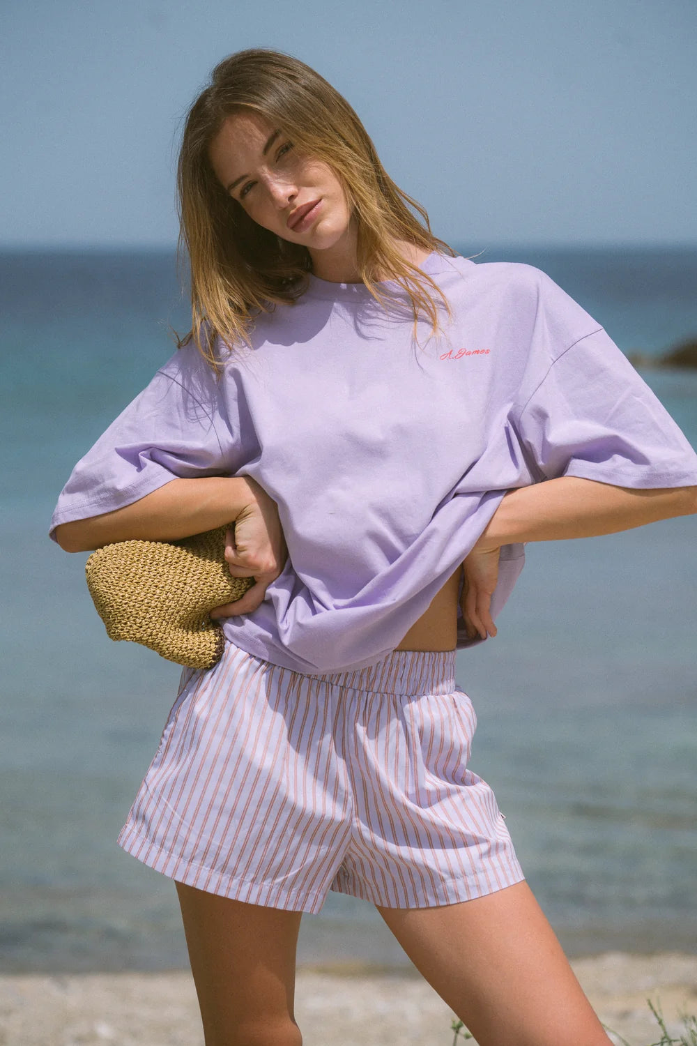 Elysian Collective Araminta James Ajja Stripe Short Lavender