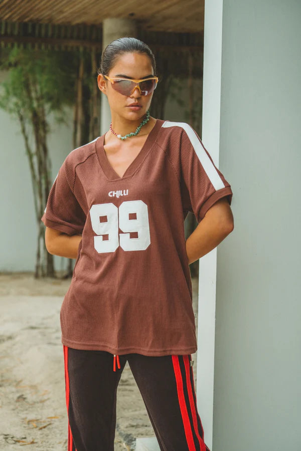 Elysian Collective Araminta James Chilli 99 Waffle Tee Mocha