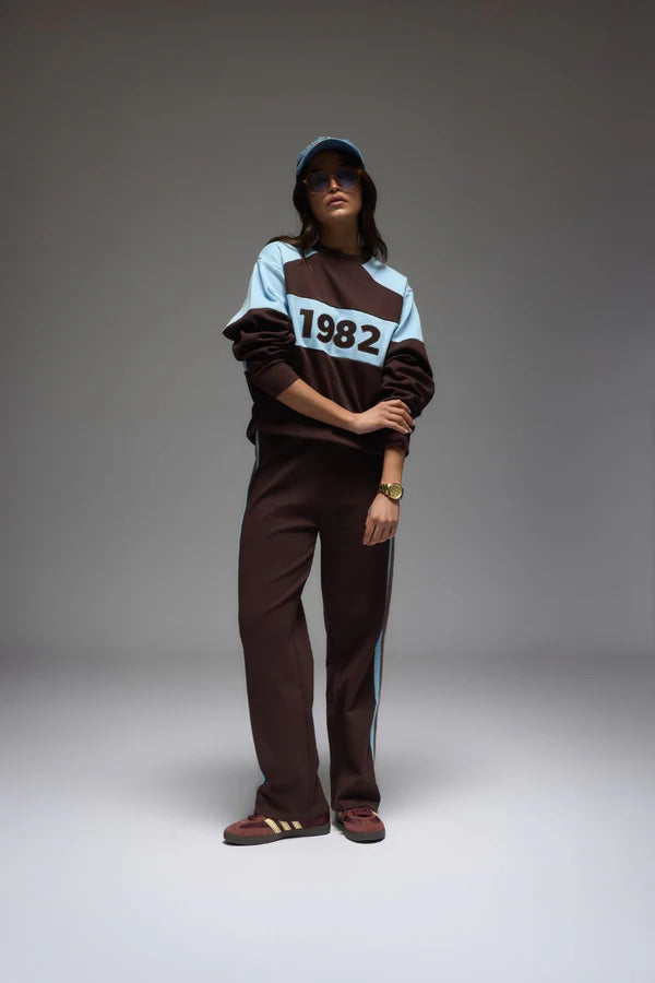 Elysian Collective Araminta James 1982 Contrast Knit Sweater Espresso