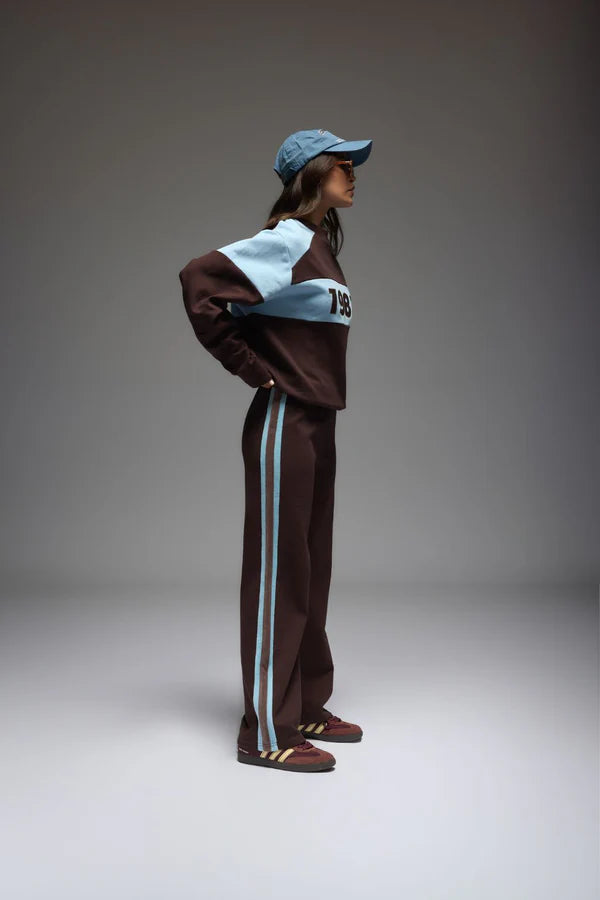 Elysian Collective Araminta James 1982 Contrast Knit Sweater Espresso