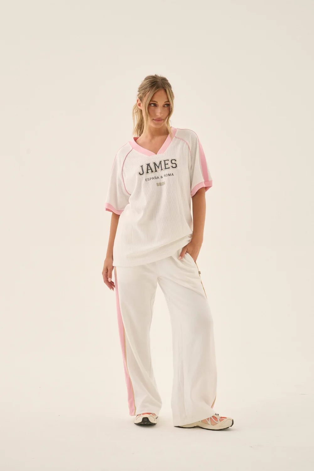 Elysian Collective Araminta James James College Waffle Tee Snow