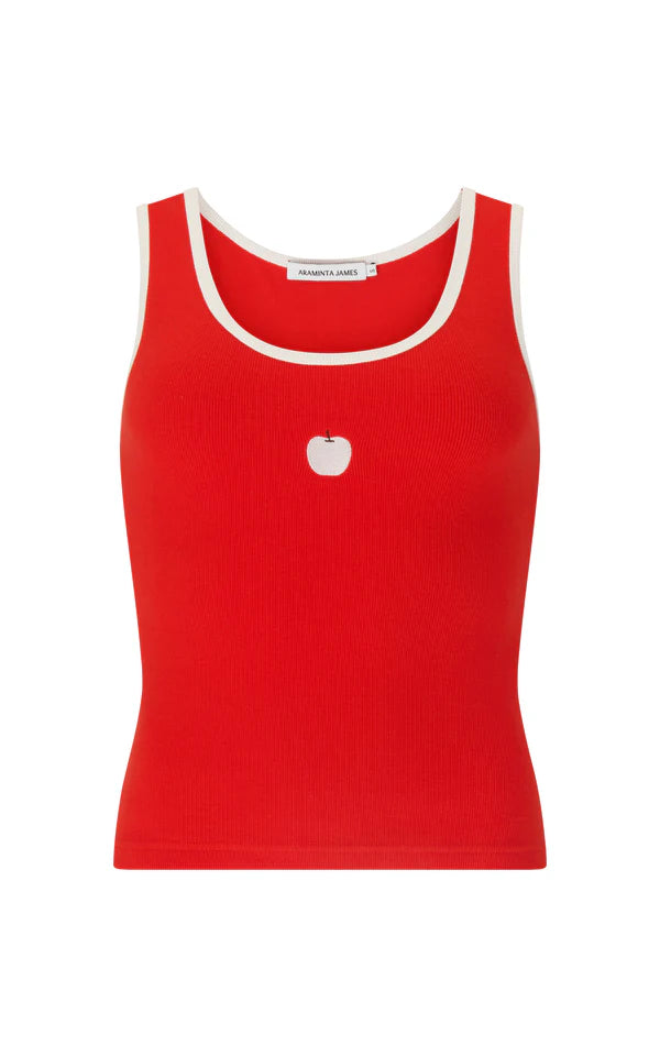 Elysian Collective Araminta James Manzana Rib Tank Apple Red