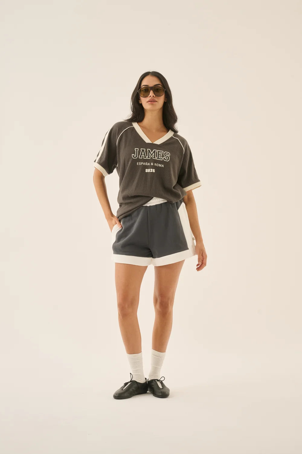 Elysian Collective Araminta James Retro Track Short Washed Black