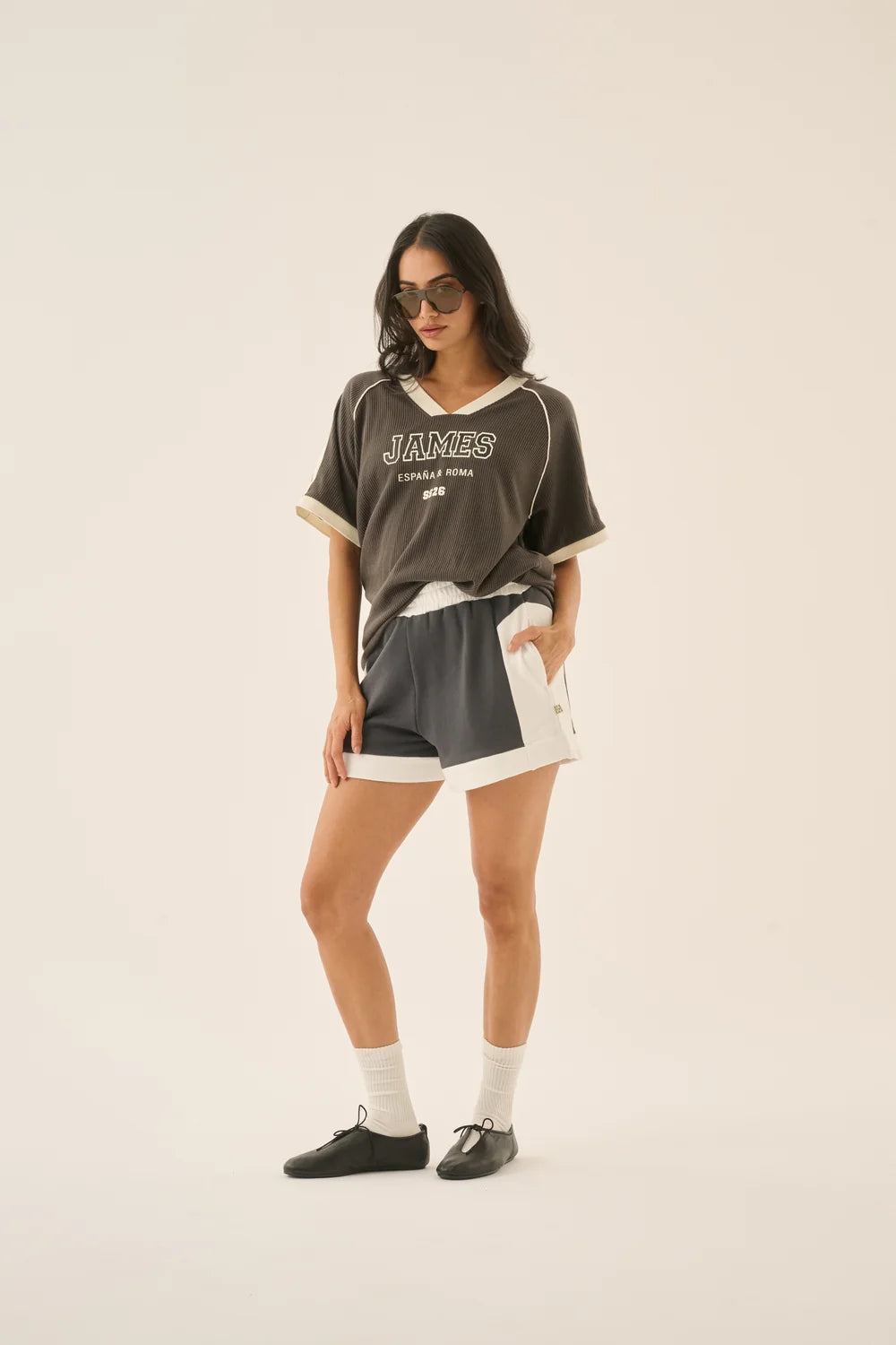 Elysian Collective Araminta James Retro Track Short Washed Black