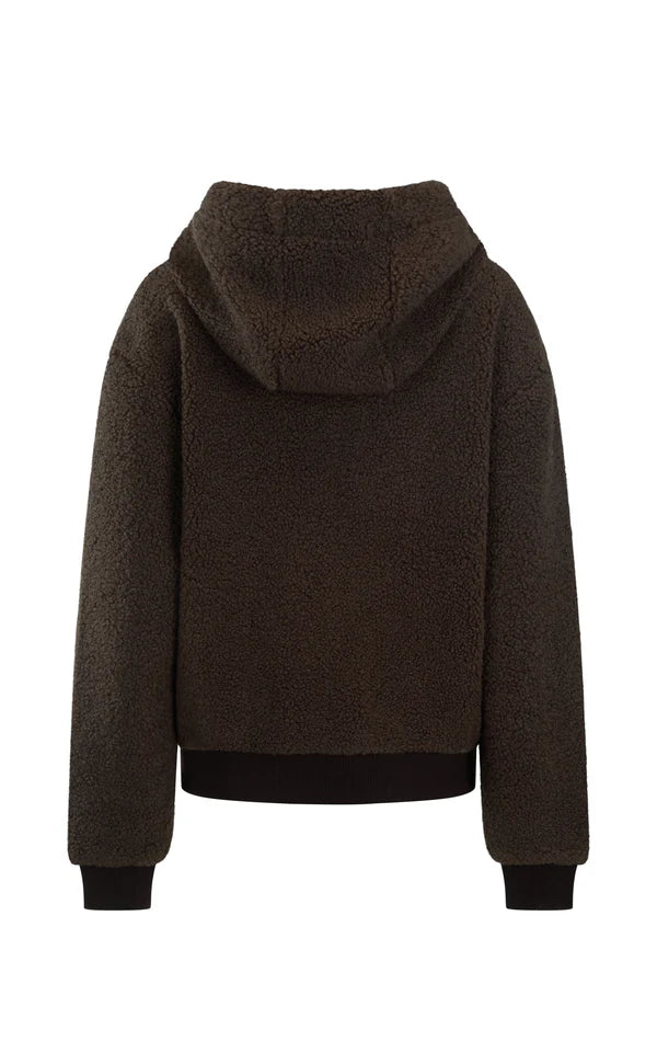 Elysian Collective Araminta James Sherpa Hooded Jacket Dark Chocolate