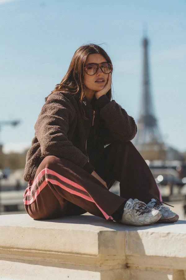 Elysian Collective Araminta James Sherpa Hooded Jacket Dark Chocolate