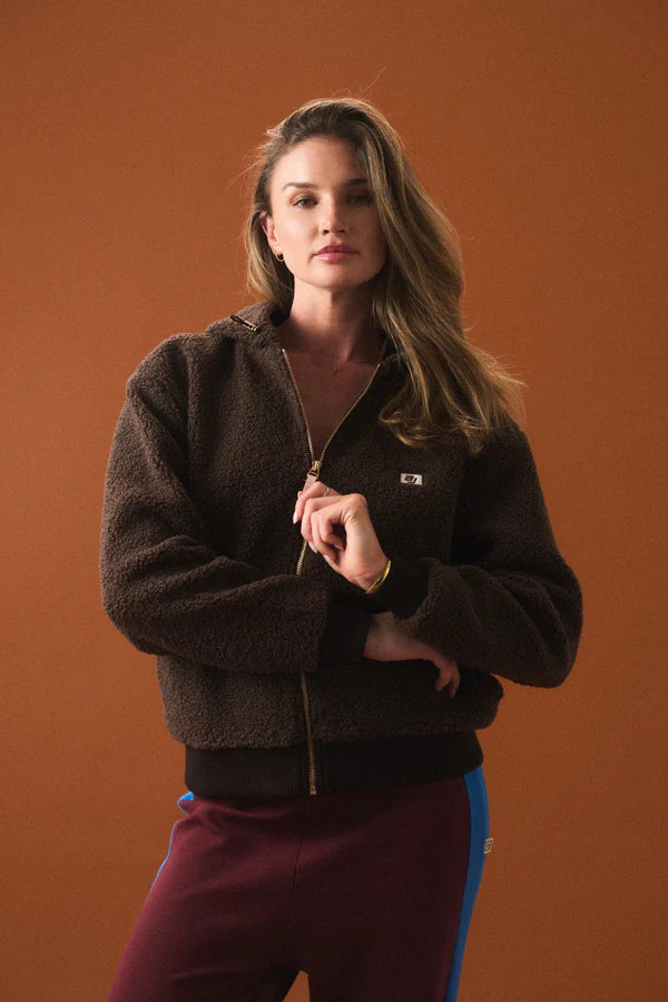 Elysian Collective Araminta James Sherpa Hooded Jacket Dark Chocolate