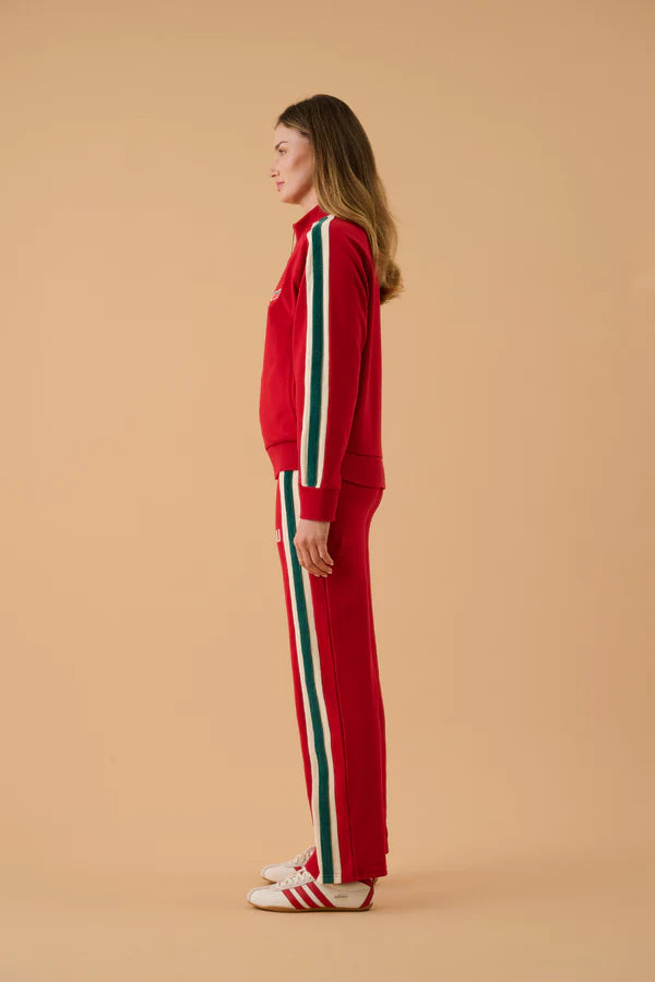 Elysian Collective Araminta James Retro Knit Zip Through Jacket Tango Red