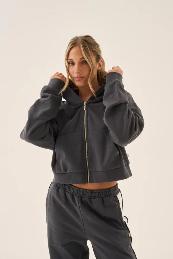 Elysian Collective Araminta James Zip Hoodie Washed Black