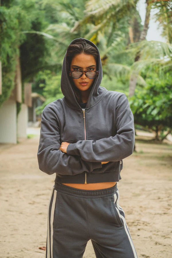 Elysian Collective Araminta James Zip Hoodie Washed Black