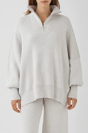 Elysian Collective Arcaa London Zip Sweater Grey Marle 