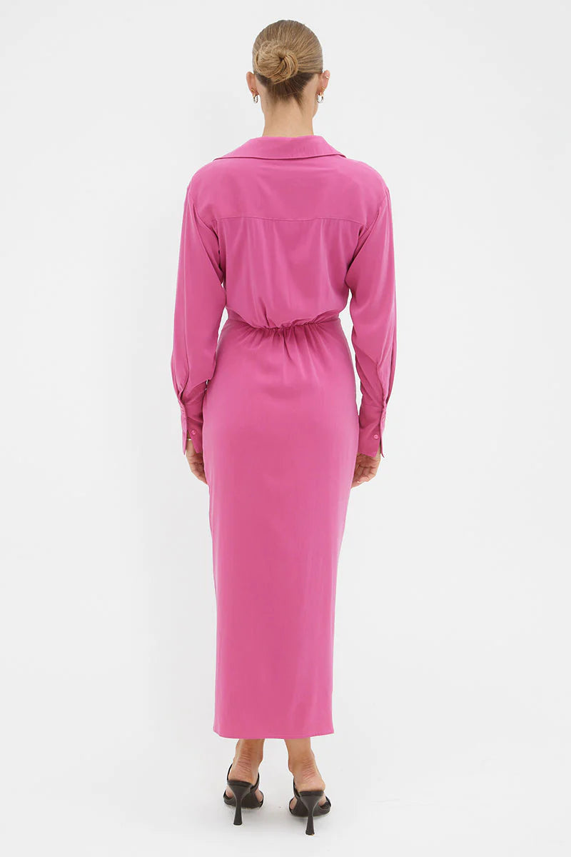 Elysian Collective Atone Midi Shirt Dress Magenta