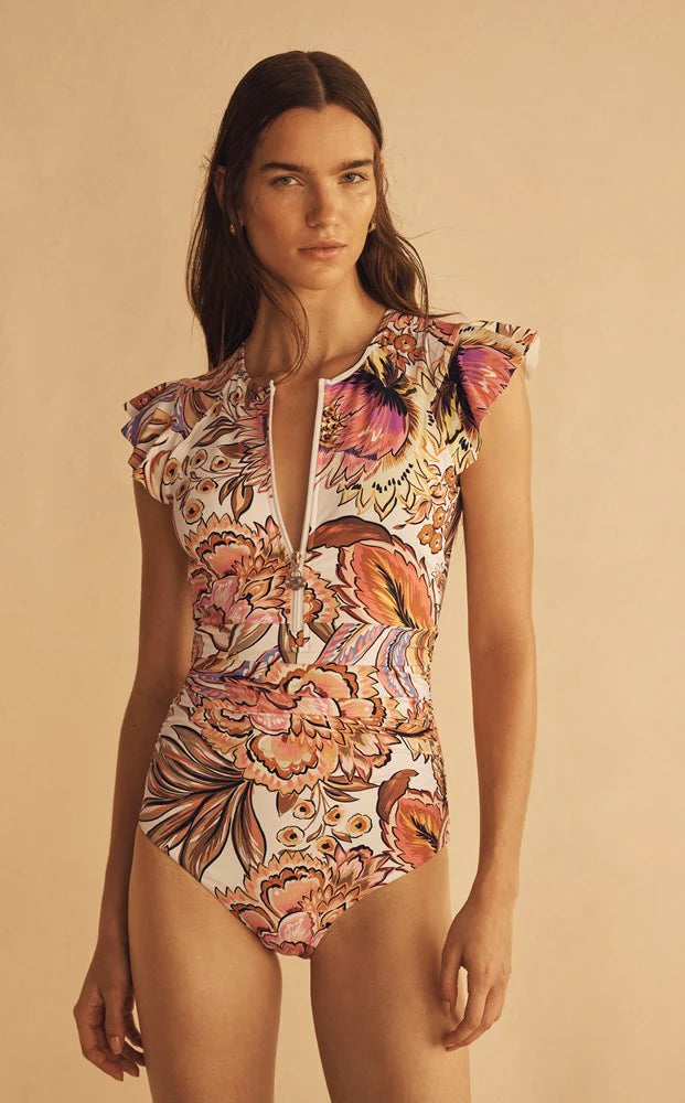 Elysian Collective Aur Ocea Bel Fiore Ruffle Sleeve One Piece