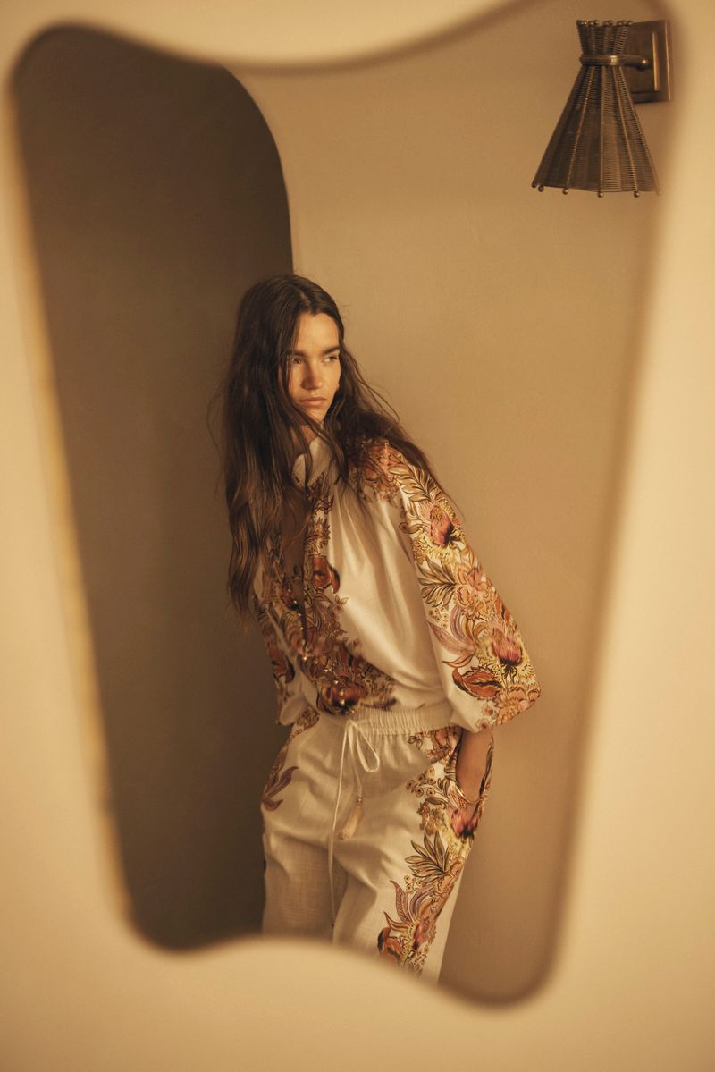 Elysian Collective Aur Ocea Bel Fiore Trellis Straight Leg Pant