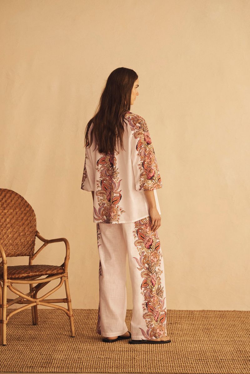 Elysian Collective Aur Ocea Bel Fiore Trellis Scallop Billow Sleeve Blouse