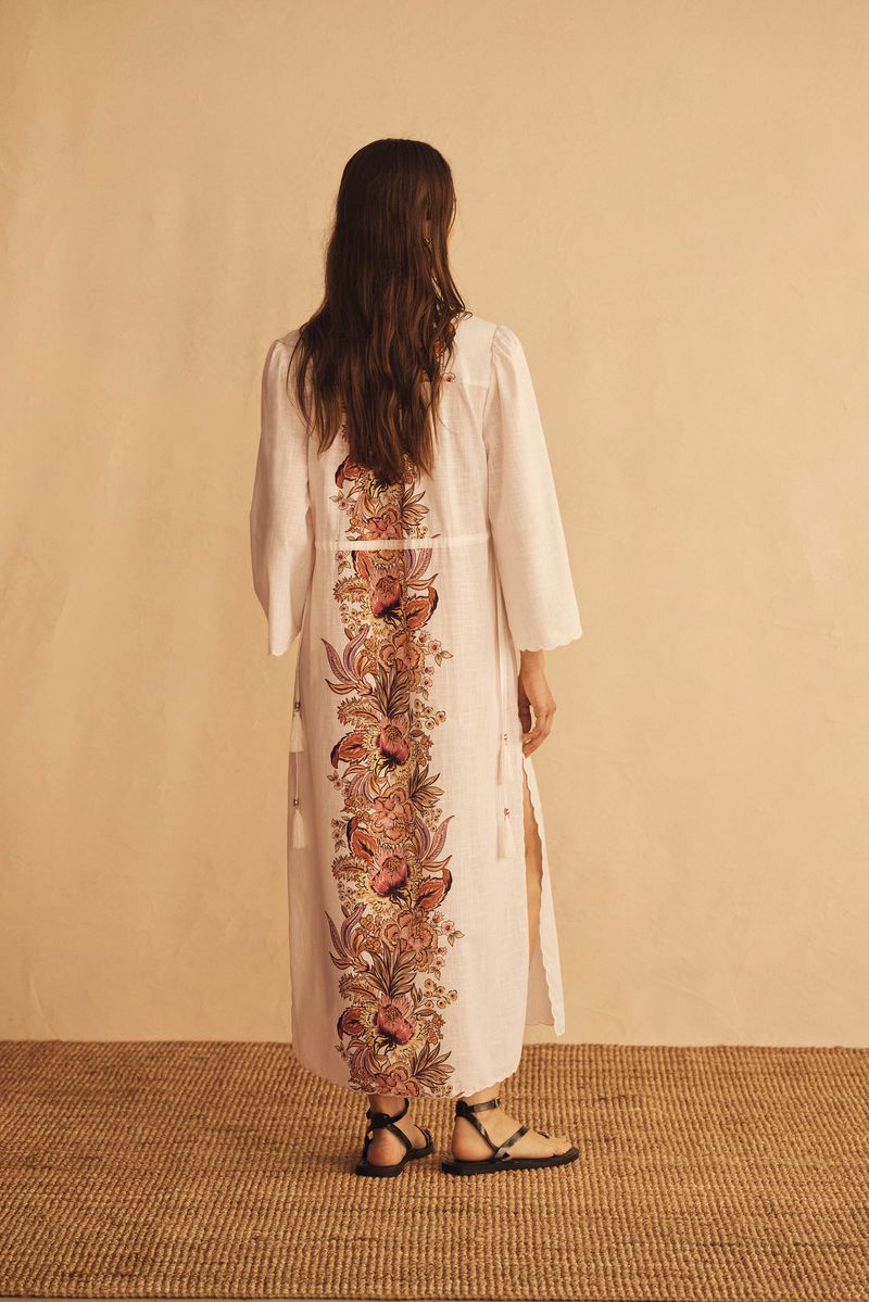 Elysian Collective Aur Ocea Belle Fiora Trellis Scallop Tunic Dress