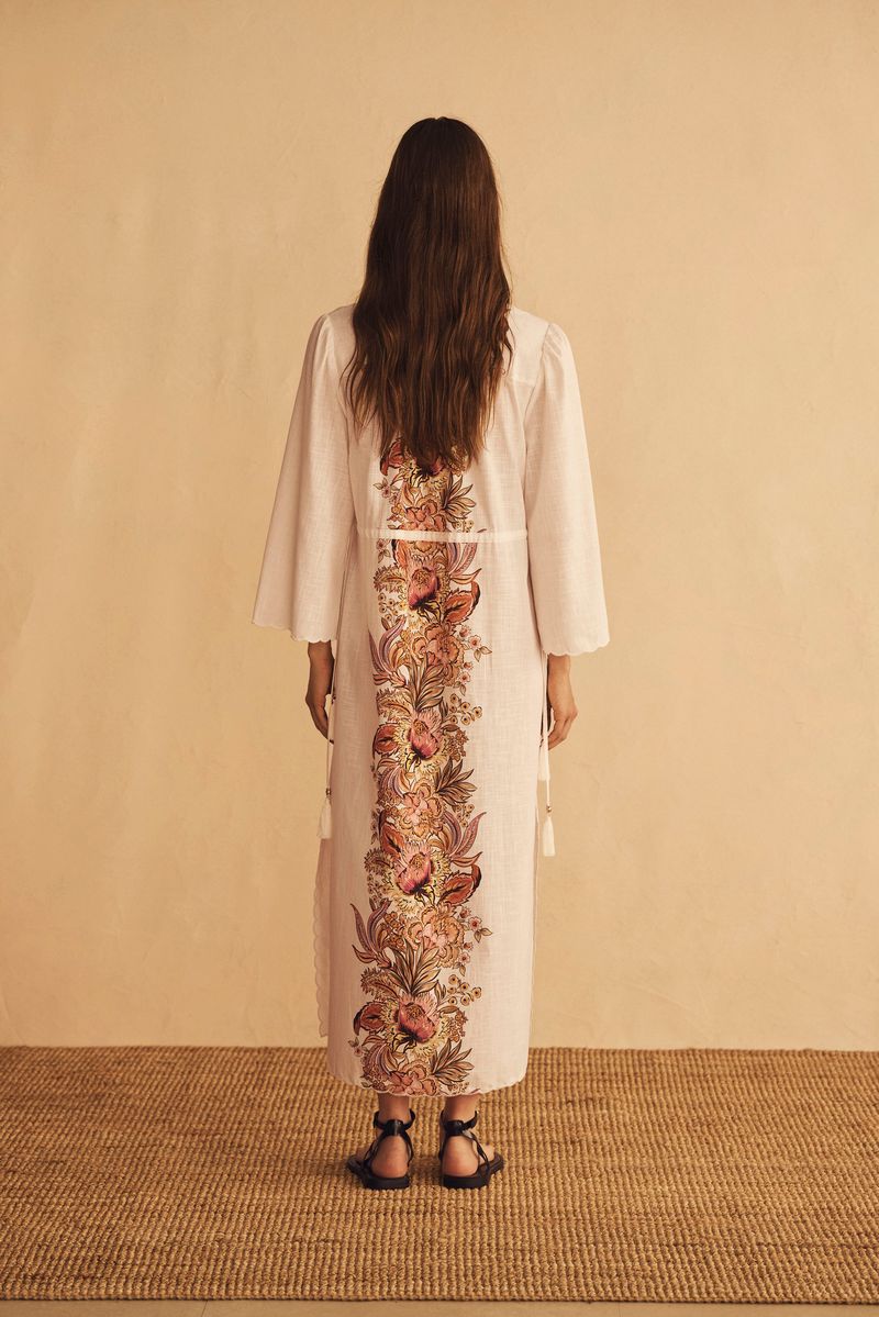 Elysian Collective Aur Ocea Belle Fiora Trellis Scallop Tunic Dress