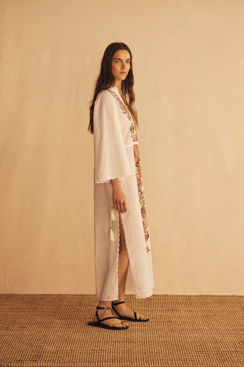 Elysian Collective Aur Ocea Belle Fiora Trellis Scallop Tunic Dress