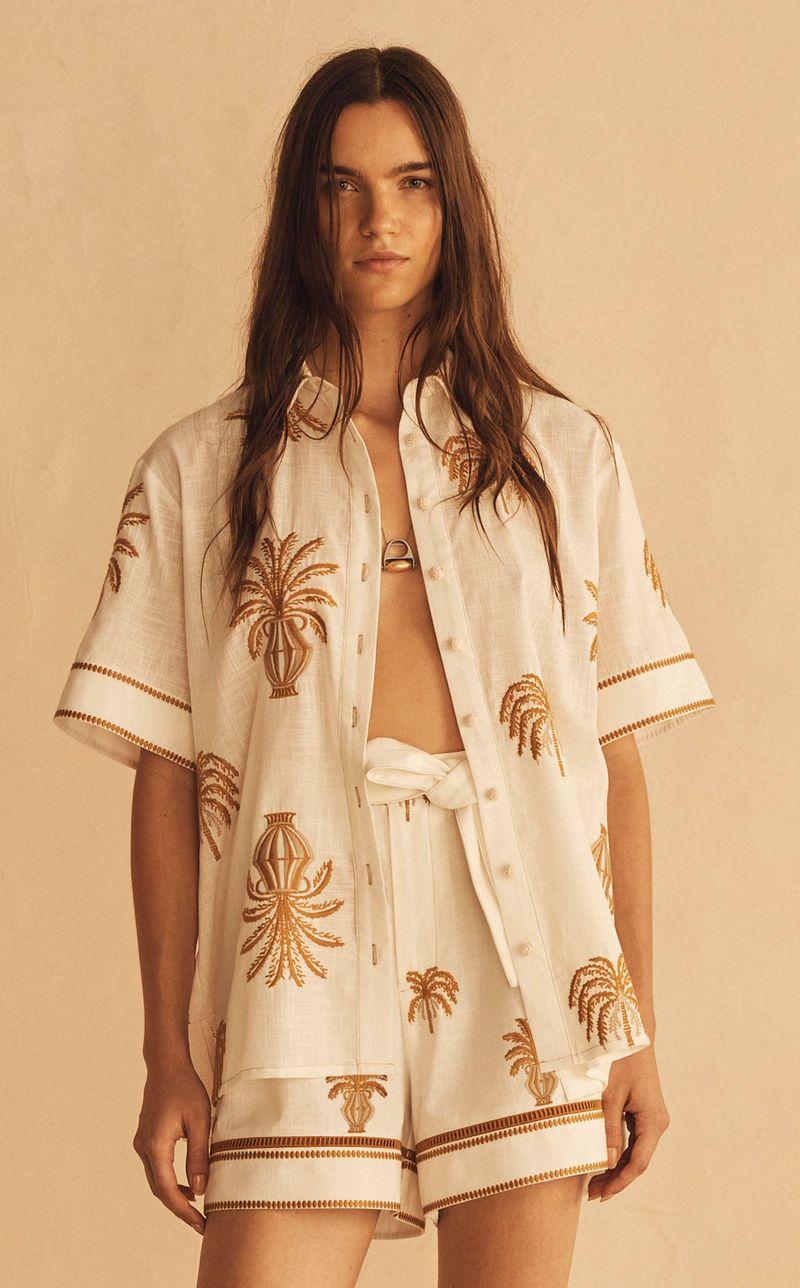 Elysian Collective Aur Ocea Dalla Palma Embroidered Resort Short