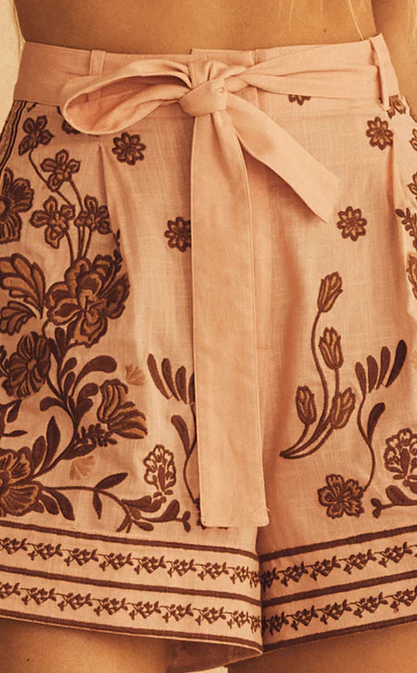 Elysian Collective Aur Ocea Infiorata Embroidered Resort Short