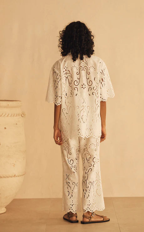 Elysian Collective Aur Ocea Merletti Lace Oversized Shirt White