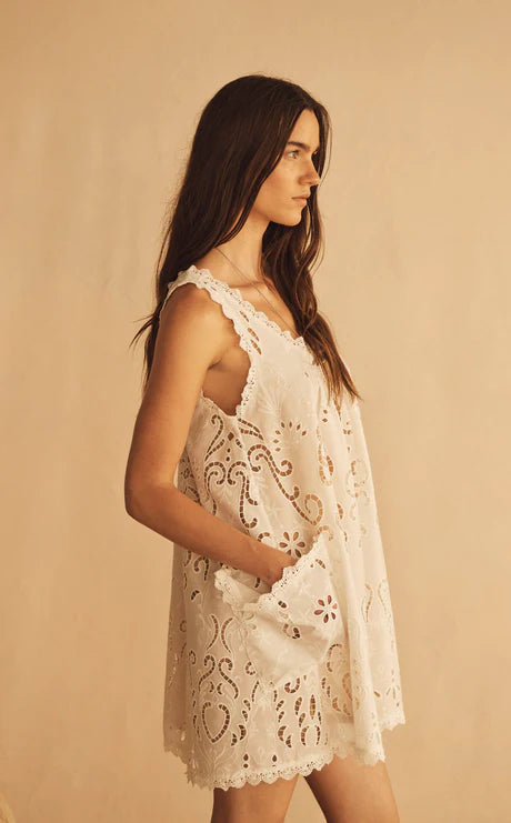 Elysian Collective Aur Ocea Merletti Lace Swing Maxi Dress White