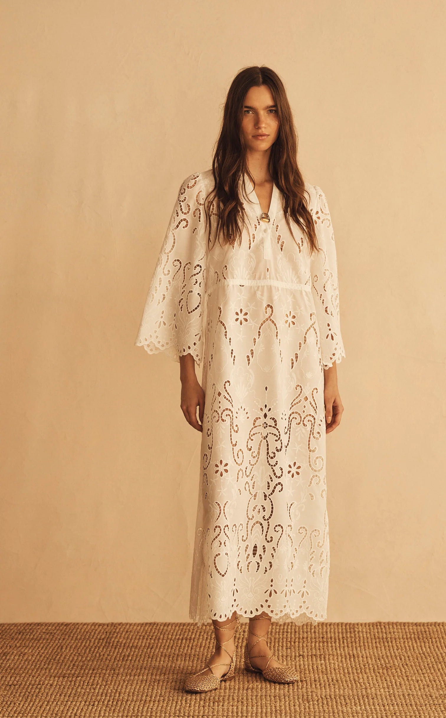 Elysian Collective Aur Ocea Merletti Lace Tunic Dress White
