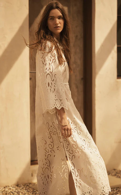 Elysian Collective Aur Ocea Merletti Lace Tunic Dress White