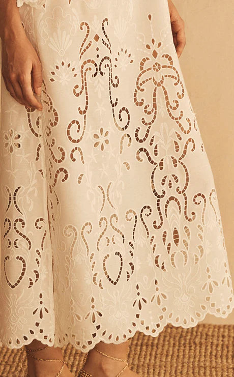 Elysian Collective Aur Ocea Merletti Lace Tunic Dress White