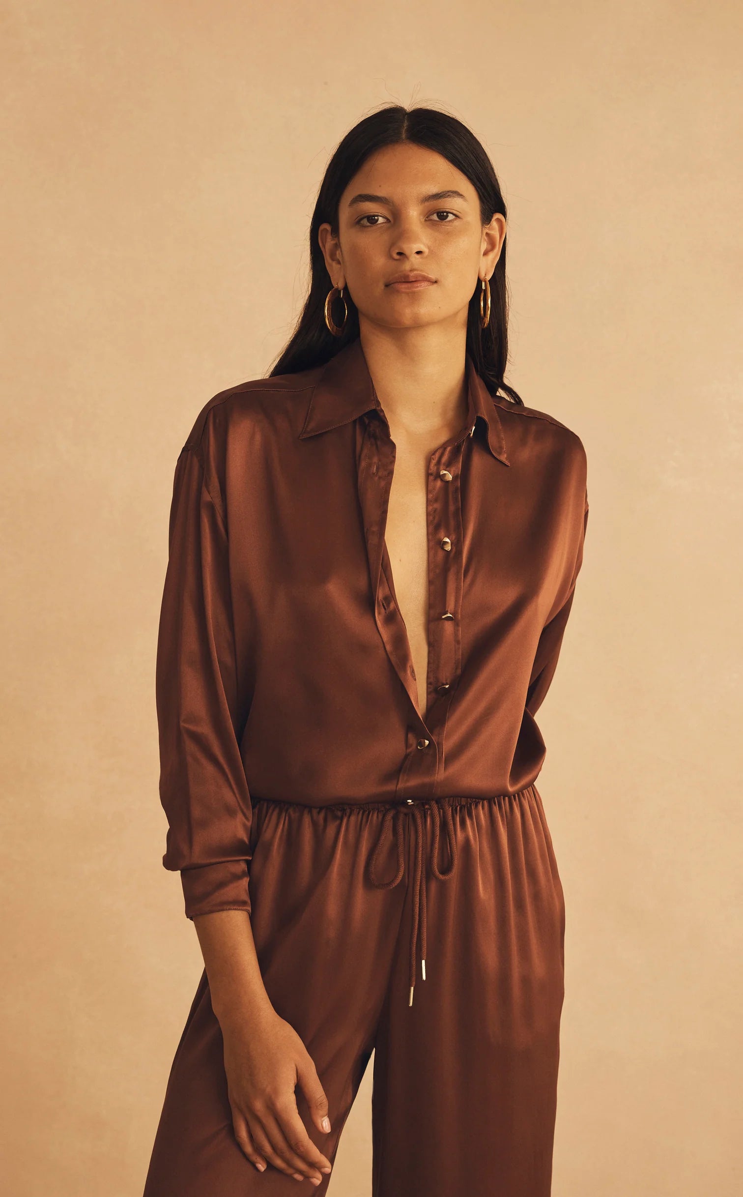 Elysian Collective Aur Ocea Roma Di Sera Silk Long Sleeve Shirt