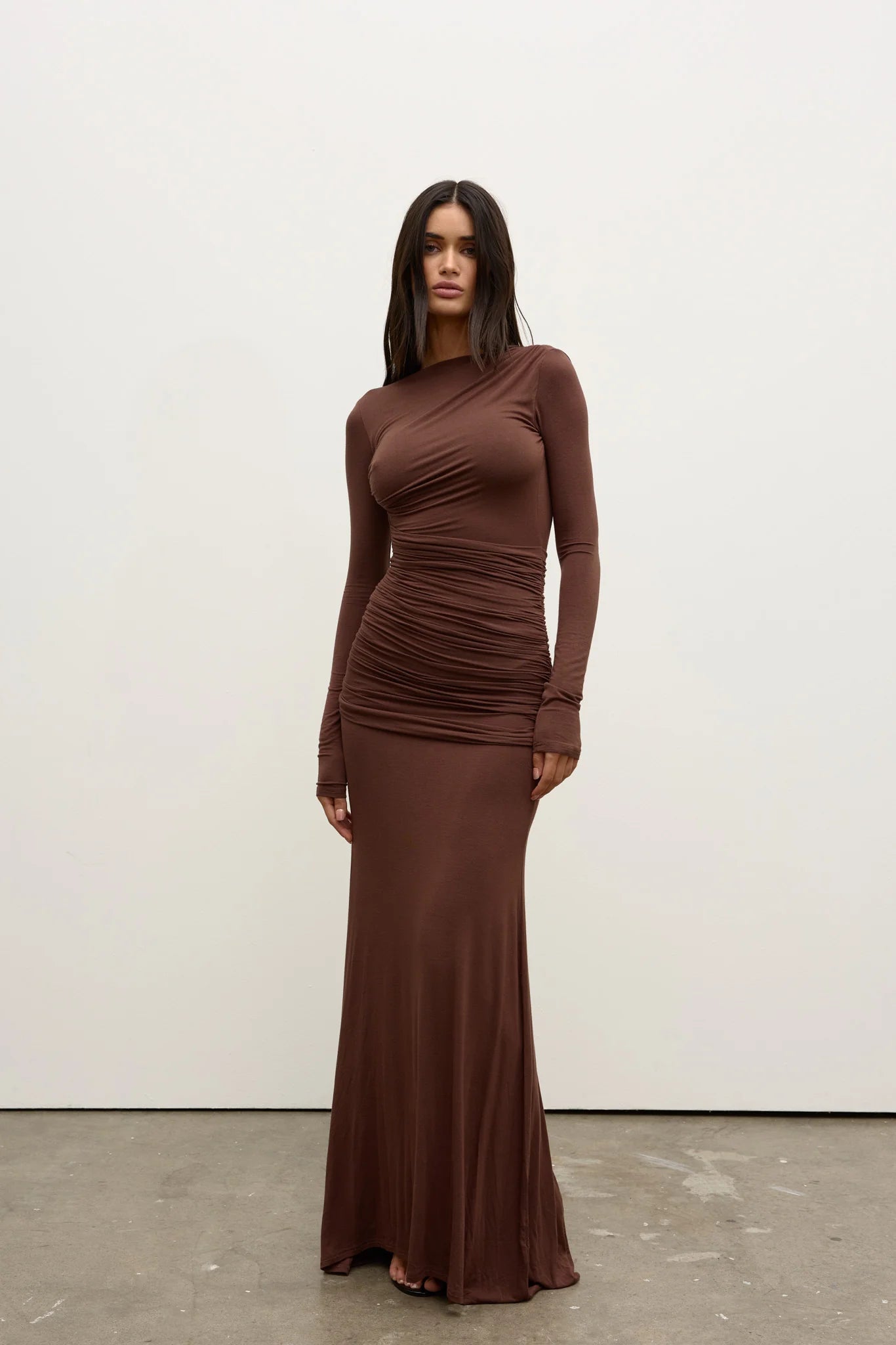 Elysian Collective Bayse Brand Etta Maxi Dress Chocolate