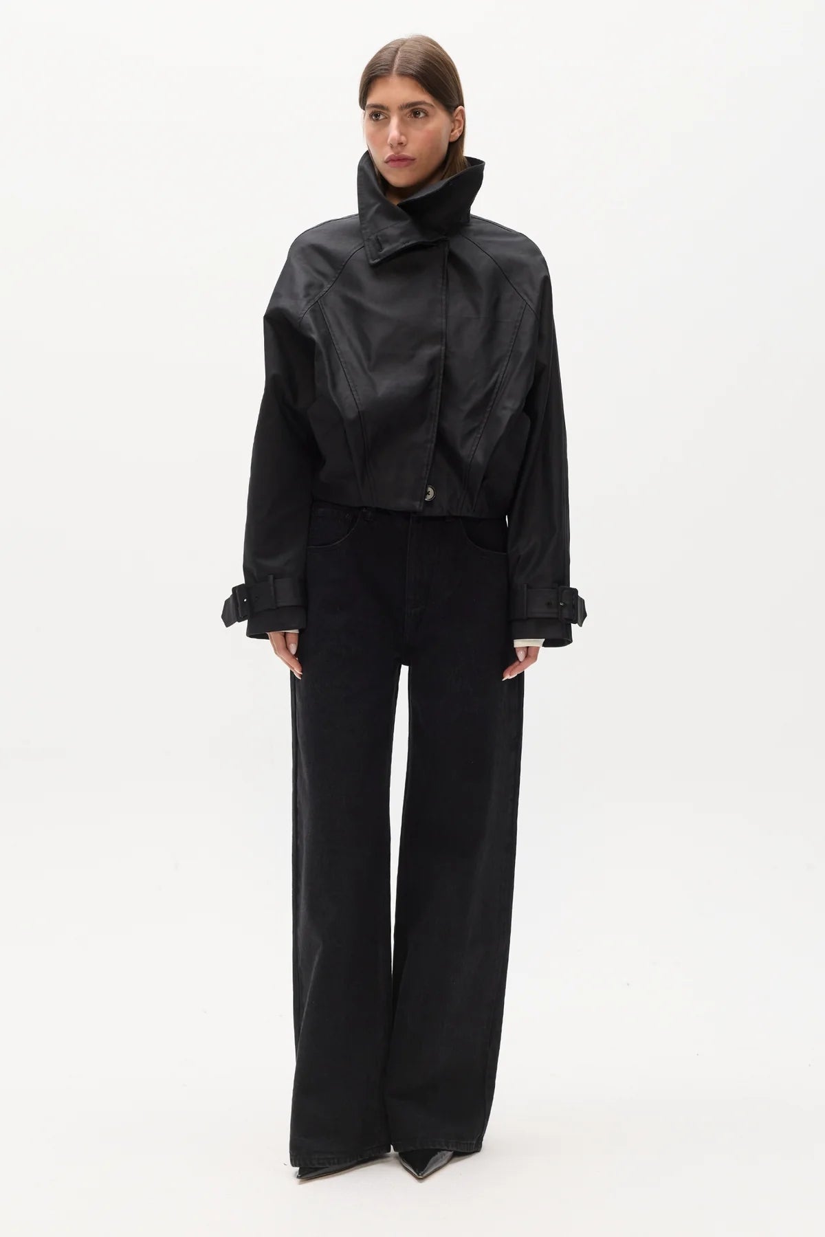 Elysian Collective Bayse Brand Koa Cropped Coat Black