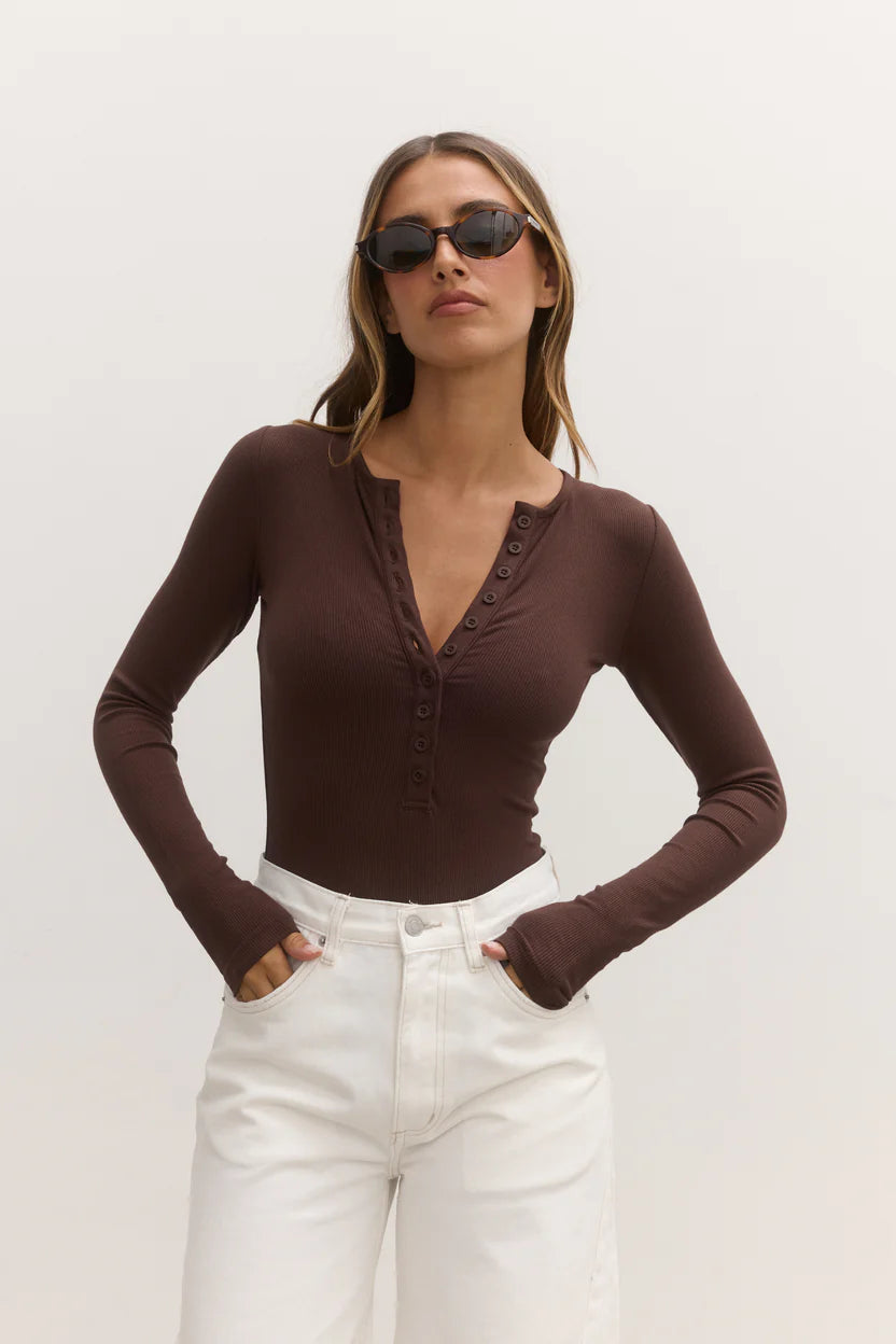 Elysian Collective Bayse Brand Lara Bodysuit Chocolate