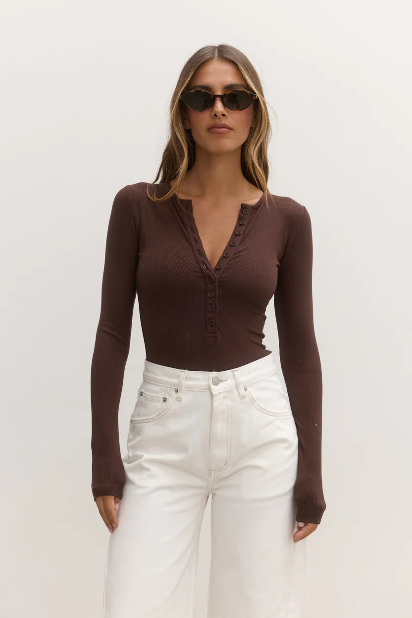 Elysian Collective Bayse Brand Lara Bodysuit Chocolate