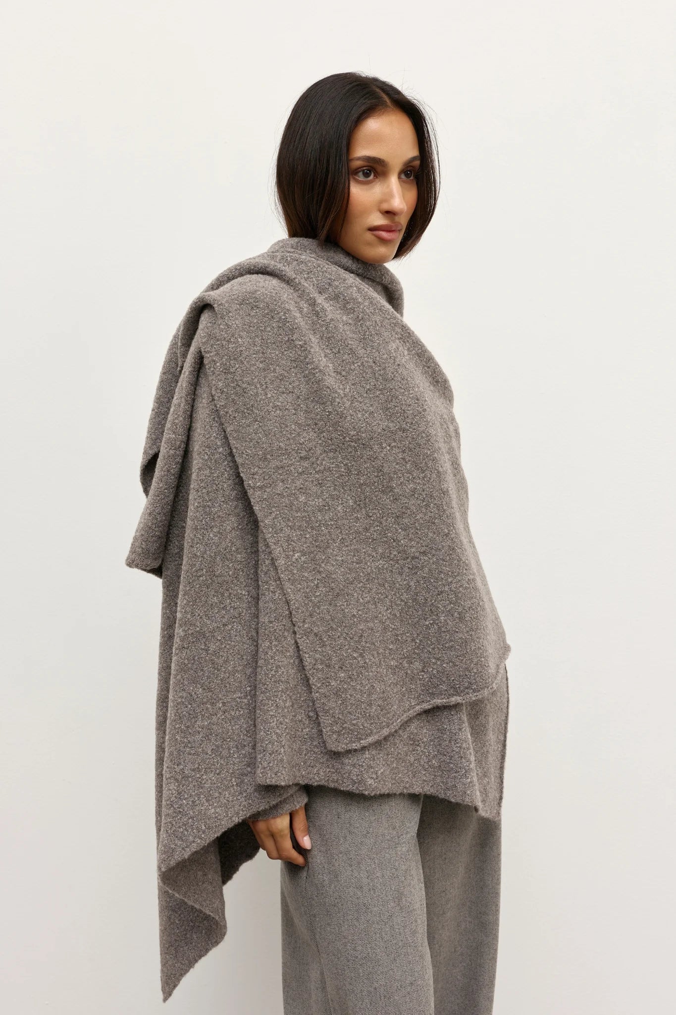 Elysian Collective Bayse Brand Soba Scarf Soft Beige Grey